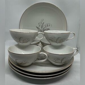 Vintage 1961 Kaysons Japan GOLDEN RHAPSODY 4 Dinner Plates and 6 Coffee Cups